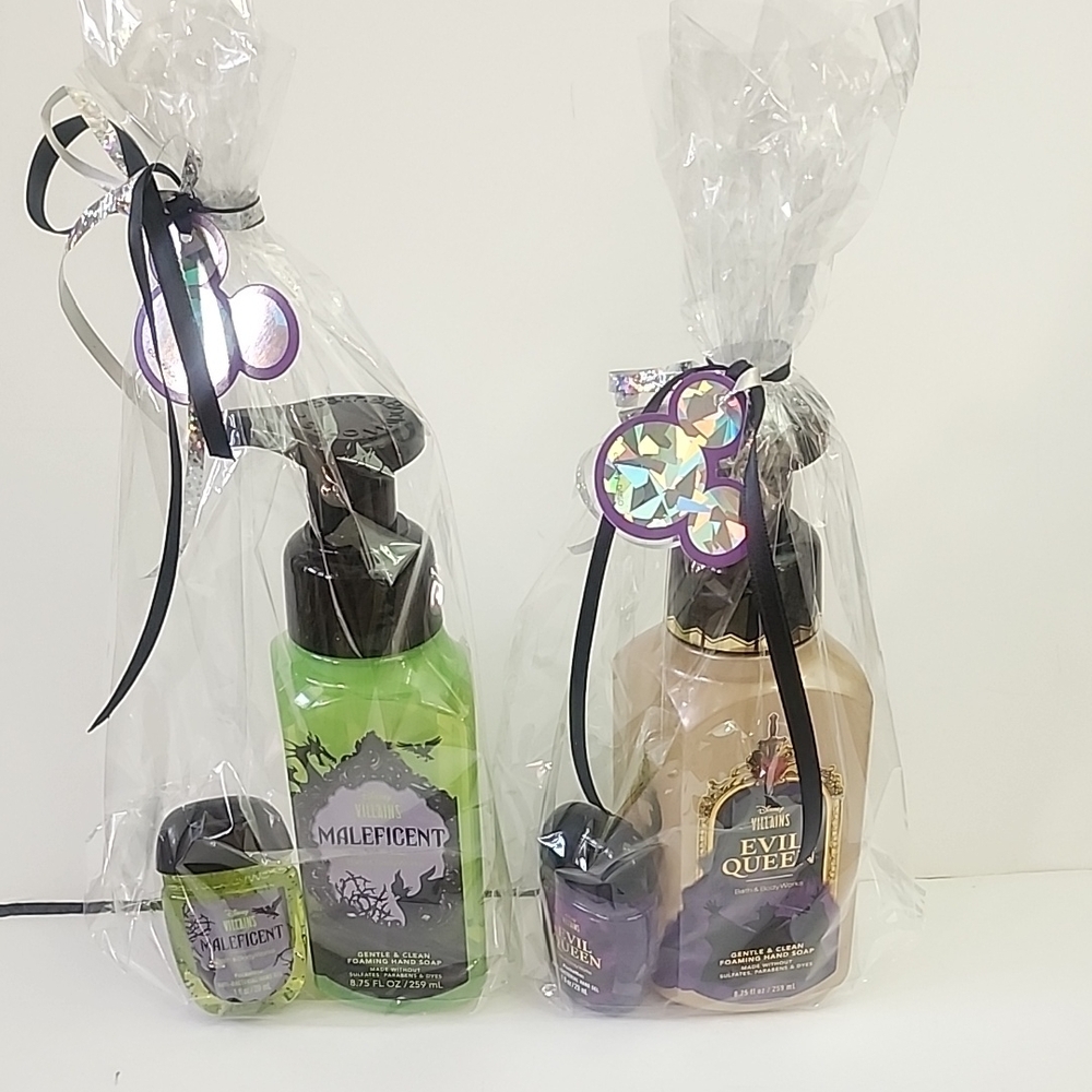 Disney Villains themed hand soap and hand sanitizer set.